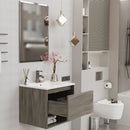 Mobile Bagno Sospeso 60 cm Lavabo e Specchio Milano Rovere-3