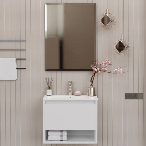 online Mobile Bagno Sospeso 60 cm Lavabo e Specchio Milano Bianco Lucido