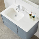 Mobile Bagno Sospeso 100 cm Lavabo e Specchio Malibù Grigio-3