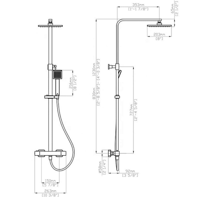 Set Colonna Doccia H80/120 cm Soffione Doccia e Laccio in Acciaio Inox Cromato-5