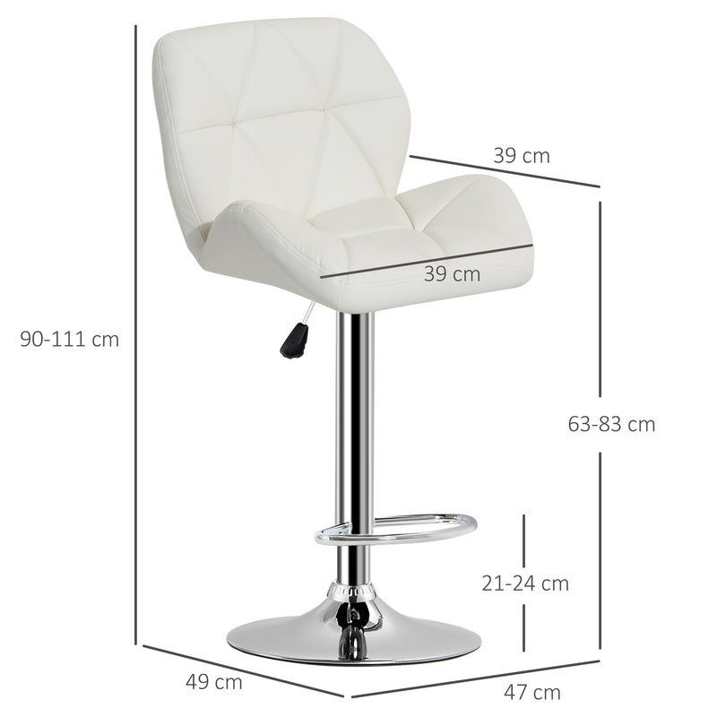 Sgabello da Bar Girevole 47x49x90-111 cm in Similpelle Bianco-3