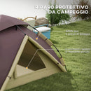 Tenda da Campeggio 2 Posti con 2 Finestre e Gancio 225x190x130 cm in Poliestere e Fibra di Vetro Cachi-5