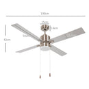 Ventilatore da Soffitto con Luce LED Ø130 cm 3 Velocità e Motore Reversibile Argento e Legno-3