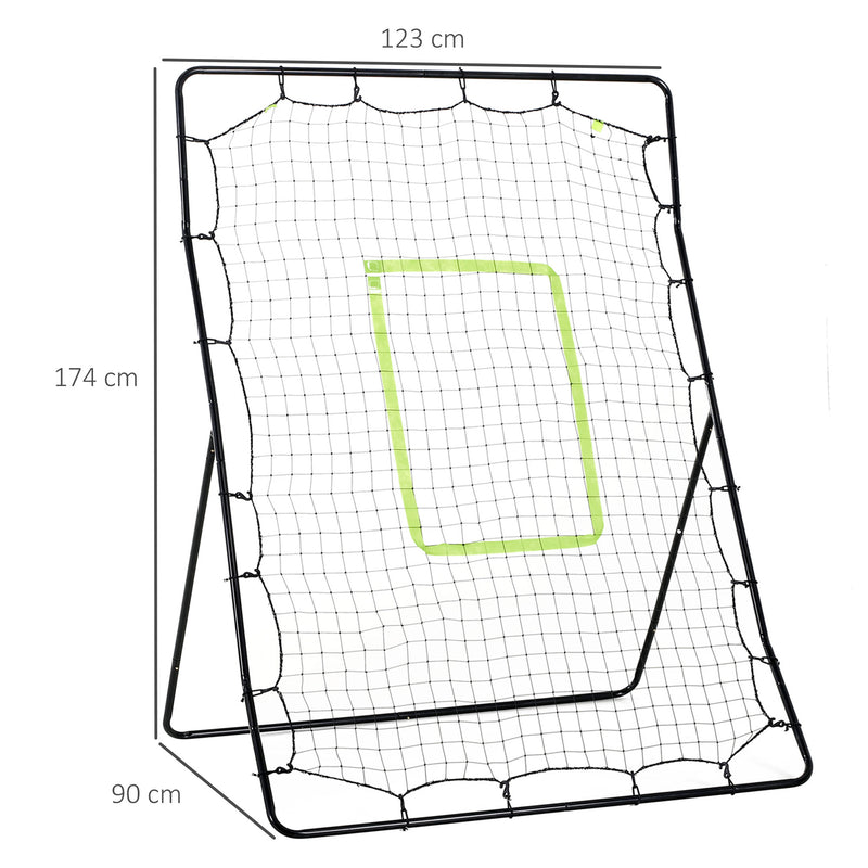 Rete per Allenamento per Calcio e Baseball Pieghevole 123x90x174 cm con Zona di Precisione Nero -3