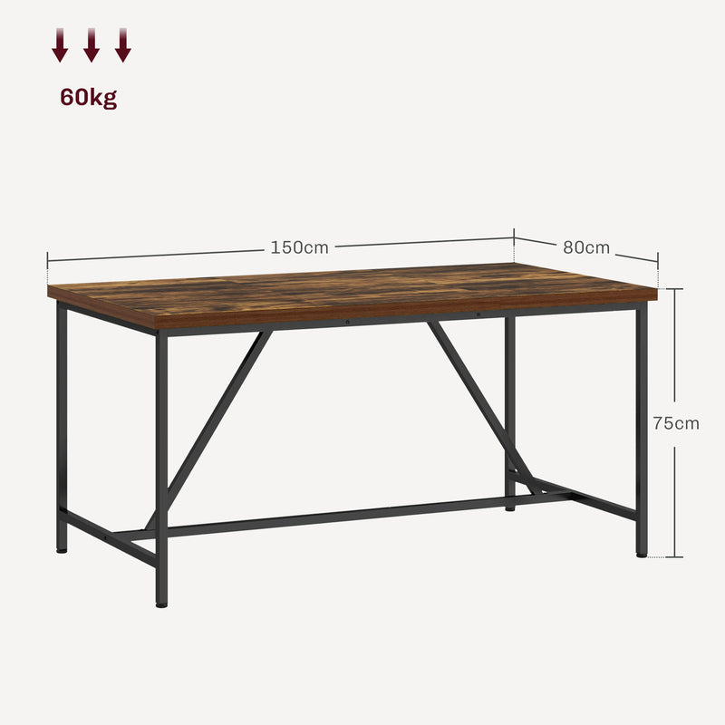 Tavolo da Pranzo Stile Industriale per 6 Persone 150x80x75 cm in Legno e Acciaio -3