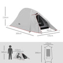 Tenda da Campeggio con Borsa da Trasporto 300x135x110 cm in Poliestere e Alluminio Grigio Chiaro-3