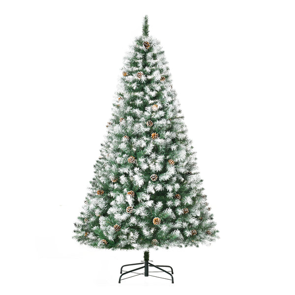 Albero di Natale Artificiale Innevato 180 cm 800 Rami con Pigne Apertura Automatica Verde prezzo