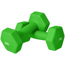 Set 2 Manubri Palestra 3 kg Pesi esagonali per Allenamento Verde-1