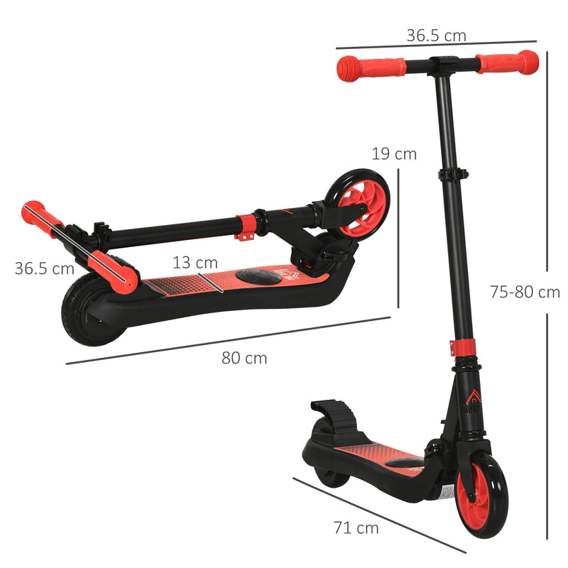 Monopattino Elettrico Pieghevole per Bambini Altezza Regolabile 75-80 cm Nero e Rosso  -3