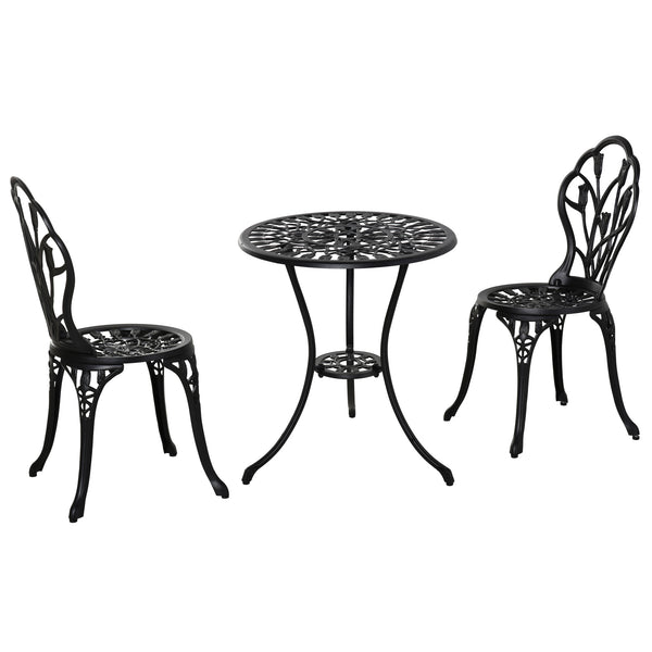 Set Tavolino e 2 Sedie da Giardino in Alluminio Nero online