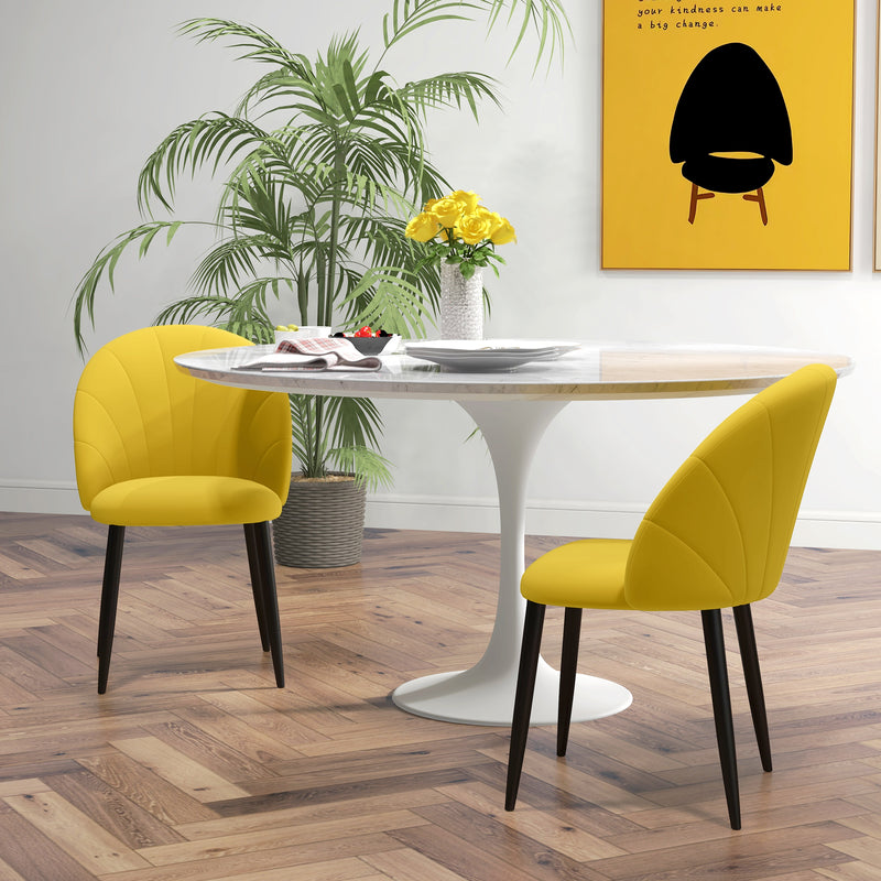 Set 2 Sedie Design Nordico 52x54x79 cm Tessuto Effetto Velluto Giallo   -9