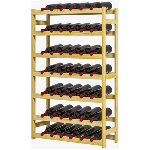 sconto Scaffale Portabottiglie a 7 Livelli per 42 Bottiglie di Vino 63x25x102 cm Legno di Pino Naturale