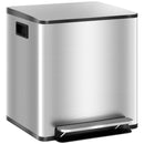 Pattumiera a Pedale 2 Sezioni 15L 41,8x36,7x44 cm in Acciaio Inox e PP  -1