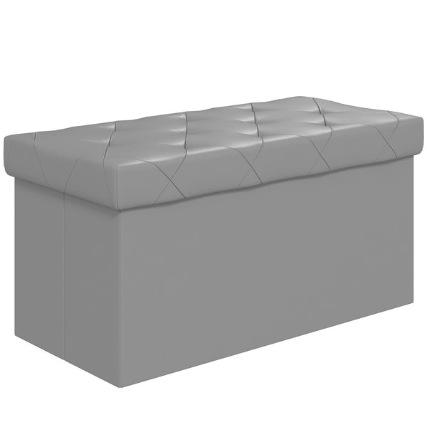 sconto Panca Contenitore Pieghevole 84L 76x38x38 cm in Finta Pelle Grigio