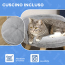 Divano per Cani e Gatti Rotondo con Cuscino in Tessuto di Peluche e Legno Ø40,5x33 cm Grigio-5