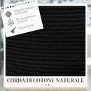 Cesto Portabiancheria Pieghevole con Manici 36L Ø38x45 cm in Cotone Naturale Nero -4