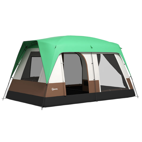 prezzo Tenda da Campeggio 4 Posti a Tunnel Impermeabile con Finestre a Rete 490x305x225 cm in Poliestere Verde