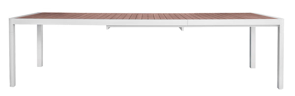 acquista Tavolo Allungabile da Giardino 200/300x100x76 cm Lanzarote in Alluminio e Doghe in Teak Bianco