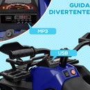 Quad Elettrico per Bambini 12V con Fari e Pedale Blu   -5