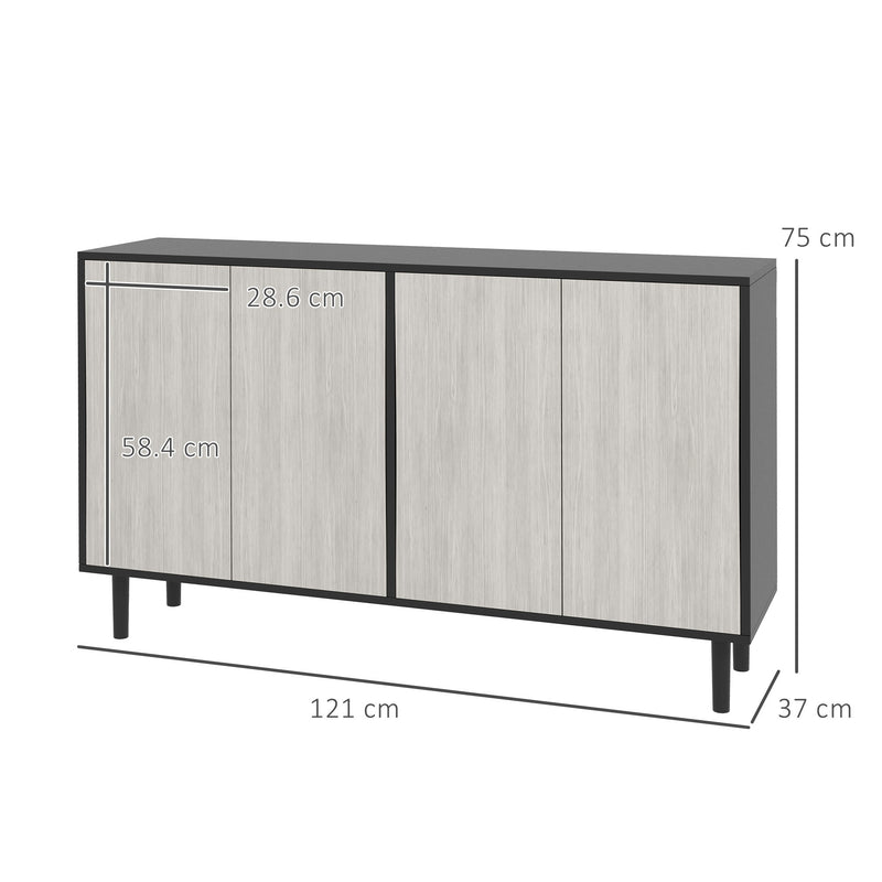 Credenza Moderna con 2 Armadietti 121x37x75 cm Nero e Grigio -3