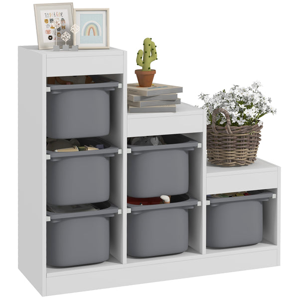 online Scaffale Portagiochi per Bambini a 3 Livelli 6 Contenitori 96x38,5x90 cm Grigio