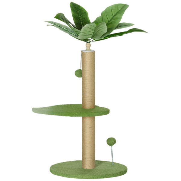 Albero Tiragraffi per Gatti Palo in Juta Piattaforme in Peluche e Palline Ø40x83 cm Verde prezzo