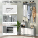 Mobile Guardaroba per Ingresso con Specchio Appendiabiti e Scarpiera Regolabile 90x24x177 cm Bianco e Grigio  -5