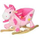 Unicorno a Dondolo Cavalcabile Peluche con 32 Canzoni 65x35x45 cm con Cintura di Sicurezza Rosa-1