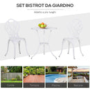 Set Tavolino e 2 Sedie da Giardino in Alluminio Bianco-7