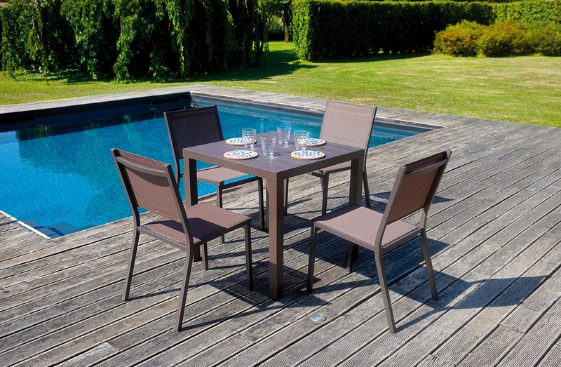 Tavolo da Giardino 80x80x76 cm San Vincenzo in Alluminio Chocolate-2