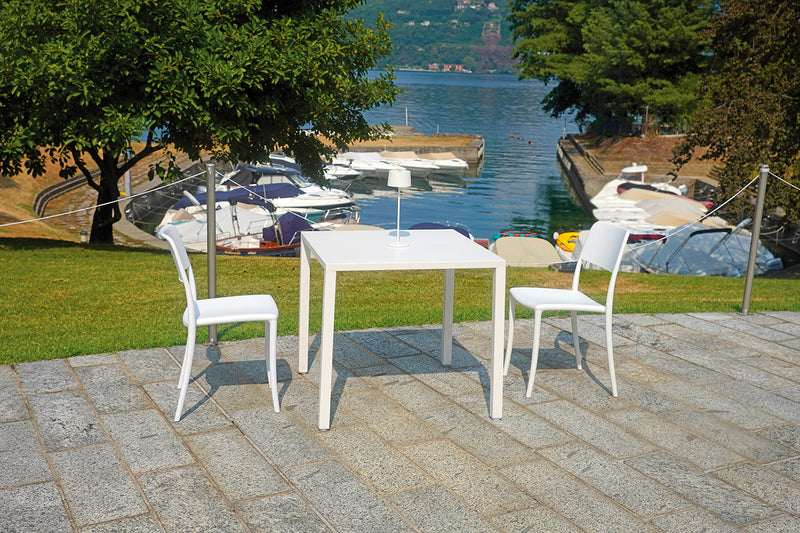 Tavolo da Giardino 80x80x75 cm Iseo in Acciaio Bianco-2