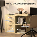 Scrivania da Ufficio Angolare 3 Cassetti e Ripiani Aperti 117x83,5x76 cm in Legno e Metallo Noce-7