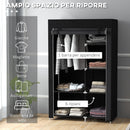 Armadio in Tessuto Portatile 103x43x162,5 cm Appendiabiti e 6 Ripiani Nero -4