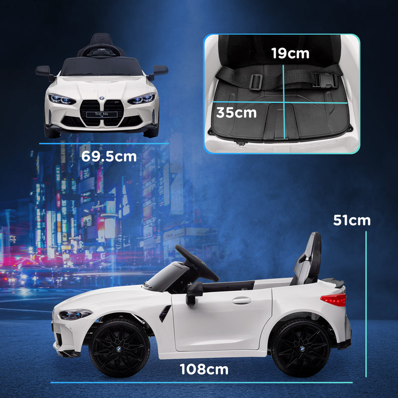 Macchina Elettrica per Bambini Licenza BMW M4 con Telecomando Bianca  -3