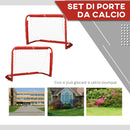 Set 2 Porte da Calcio Pieghevole da Esterno con 4 Picchetti 90x36x60 cm in Acciaio e Tetrolon Rosso-4