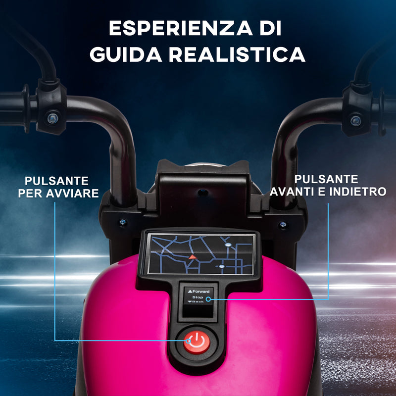 Moto Elettrica per Bambini 6V con Rotelle Rosa e Nero-4