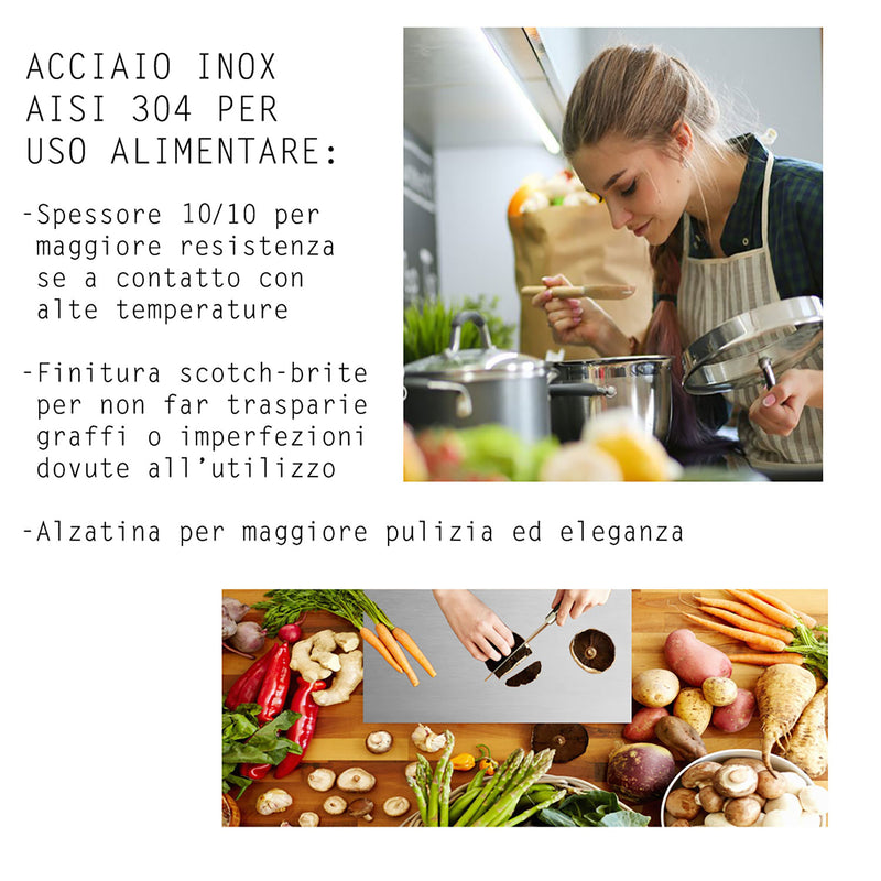 Tagliere Spianatoia per Alimenti Professionale con Alzatina 100x50 AISI 304