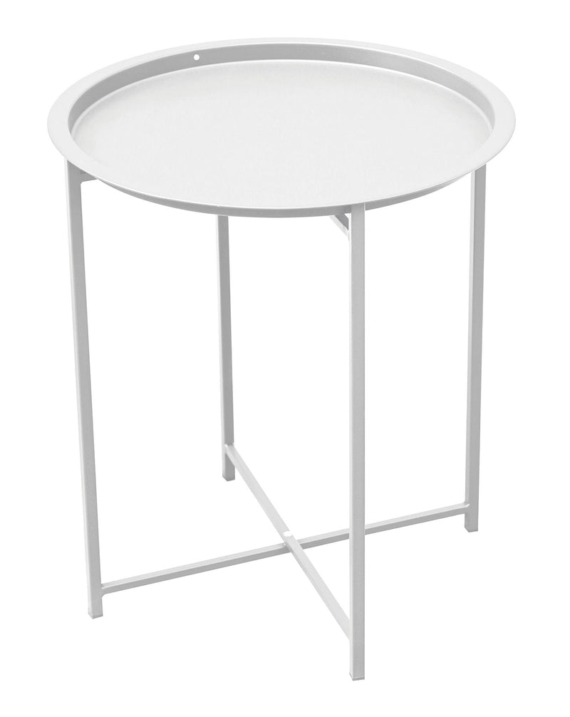 Tavolino da Giardino Ø45 cm in Ferro Bianco