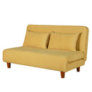 Divano Letto 2 Posti Sfoderabile 146x91x82cm in Tessuto Giallo-1