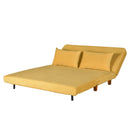 Divano Letto 2 Posti Sfoderabile 146x91x82cm in Tessuto Giallo-4