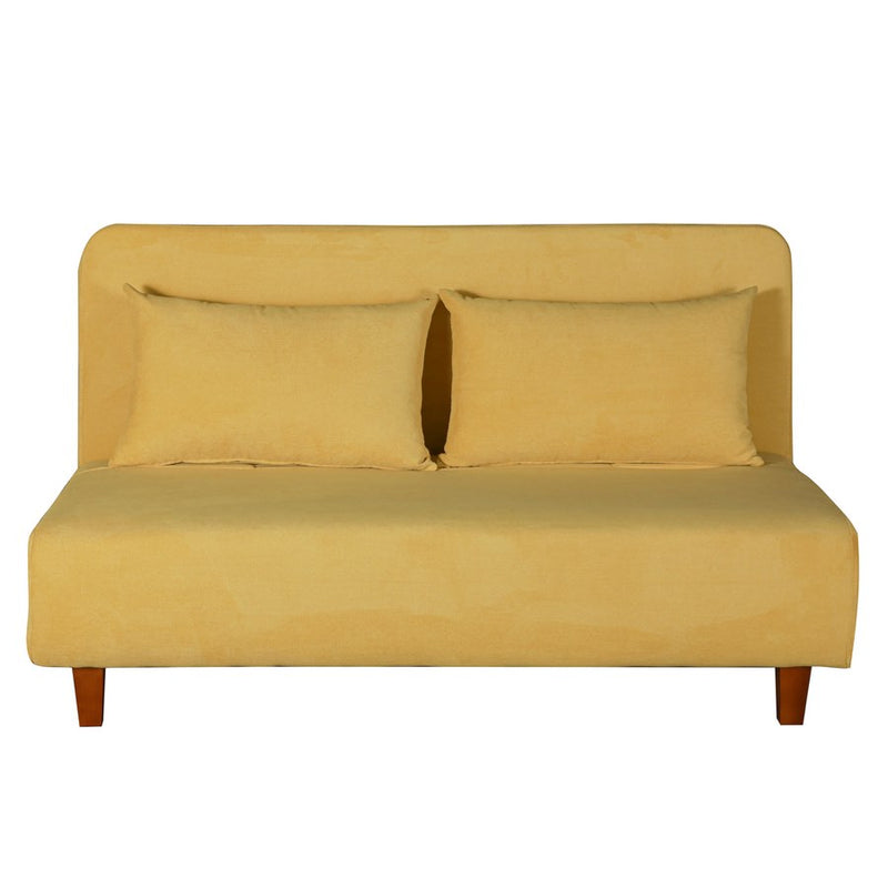 Divano Letto 2 Posti Sfoderabile 146x91x82cm in Tessuto Giallo-7