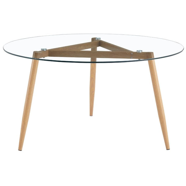 Tavolo con Top in Vetro Tondo Ø139,5x74 cm Gambe in Legno prezzo