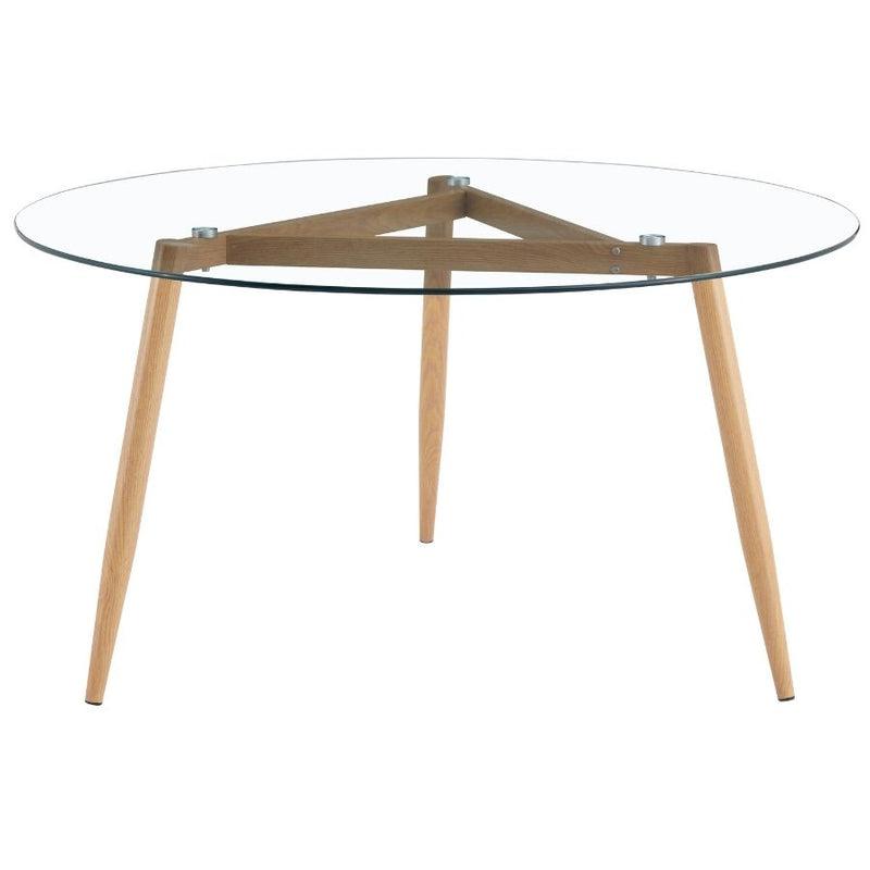 Tavolo con Top in Vetro Tondo Ø139,5x74 cm Gambe in Legno-1