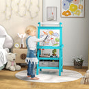 Lavagna per Bambini 3 in 1 con Cavalletto 59x48x118 cm Blu -2