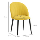 Set 2 Sedie Design Nordico 52x54x79 cm Tessuto Effetto Velluto Giallo   -3