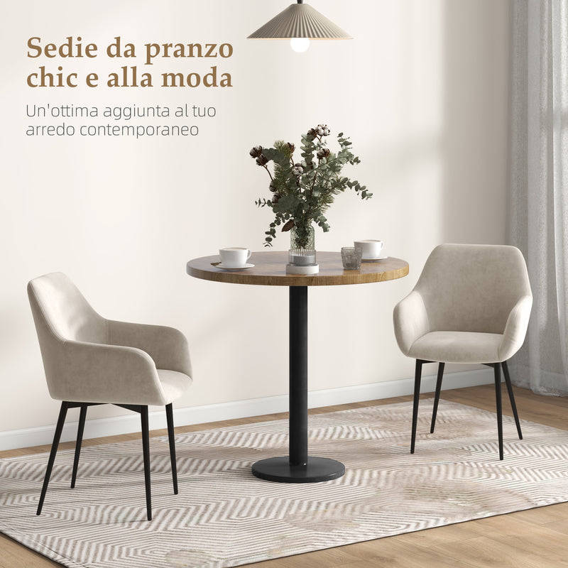 Set 2 Sedie Imbottite Stile Nordico 54x57x80 cm Tessuto Effetto Velluto Crema -4