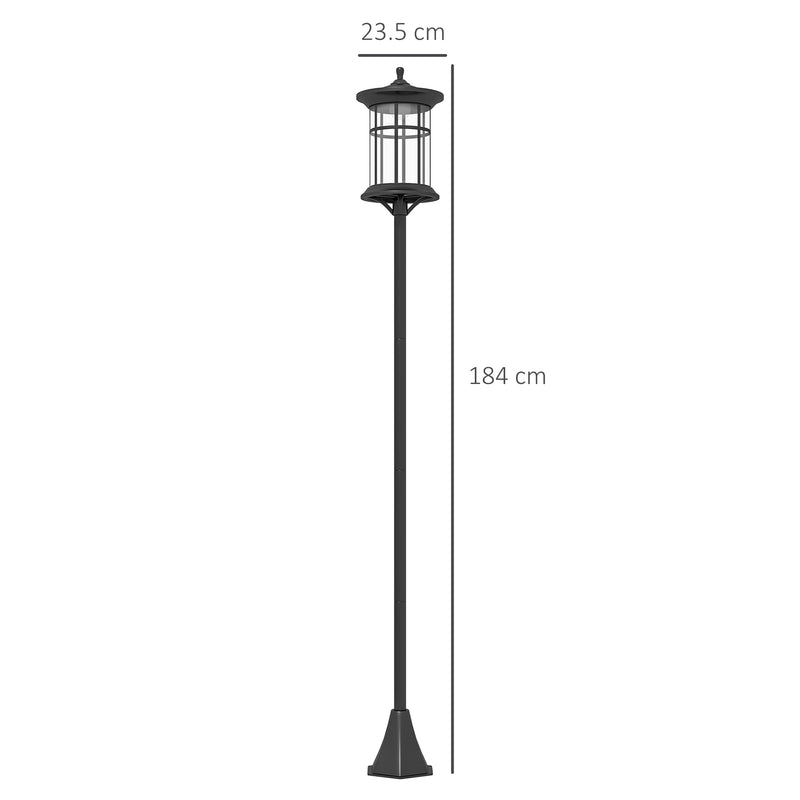 Lampione Solare da Giardino con Luce LED Bianco Freddo e IP44 H184 cm in Acciaio Inox e ABS Nero-3