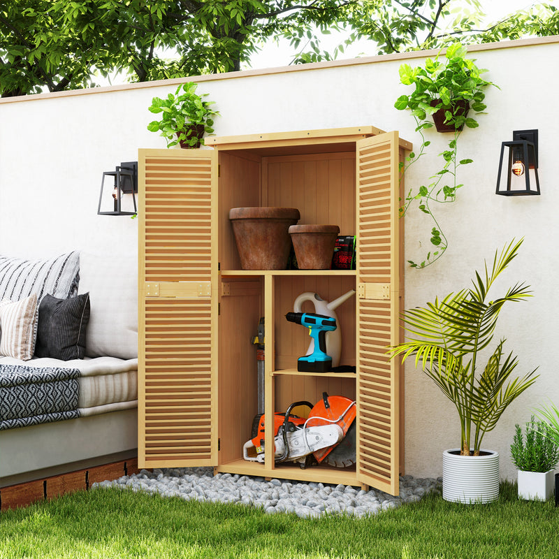 Casetta Box da Giardino 87x46,5x160 cm con Ante a persiana in Legno -2