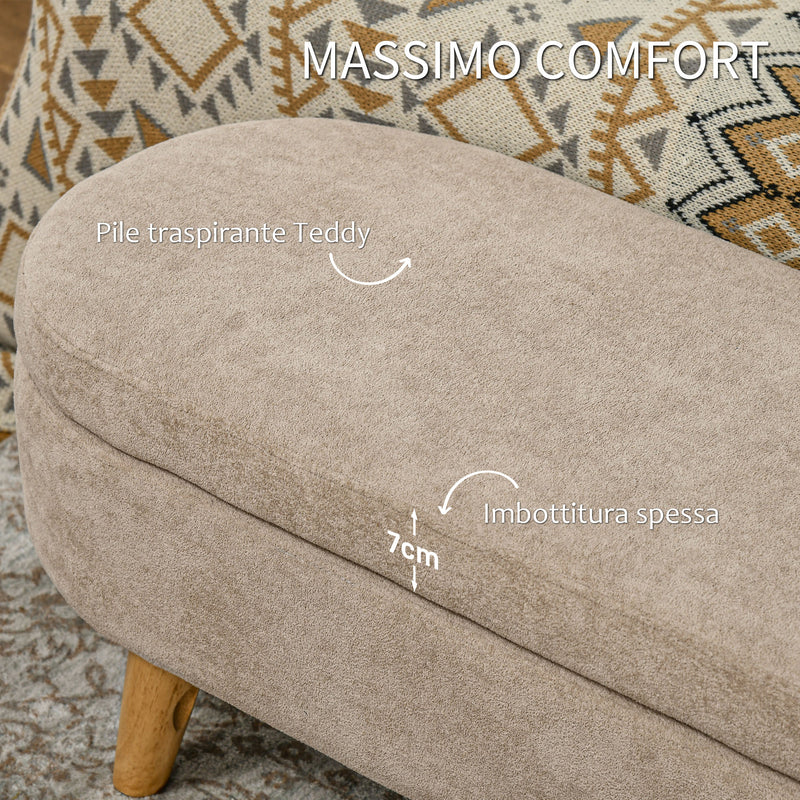 Panca Fondo Letto Imbottita con Vano Contenitore 110x40x43 cm Beige  -5