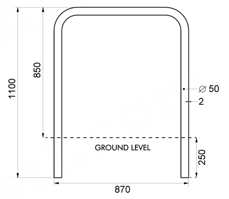 Transenna Supporto Singolo per Biciclette 870x150xH850 mm da Interrare in Acciao Elettrozincato-2